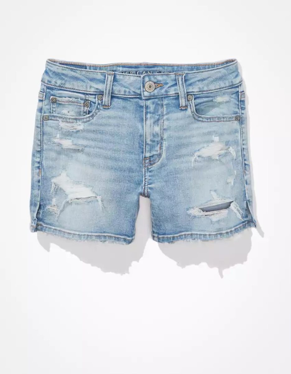 Shorts American Eagle AE Ne(x)t Level Denim Midi Indigo Clair Femme | XML-37449233